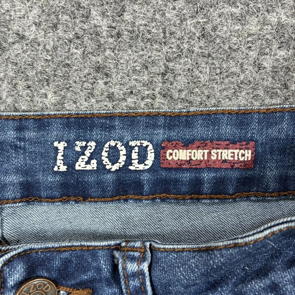 IZOD Jeans Mens 32x29 Blue Wash Regular Fit Straight Comfort Stretch Denim